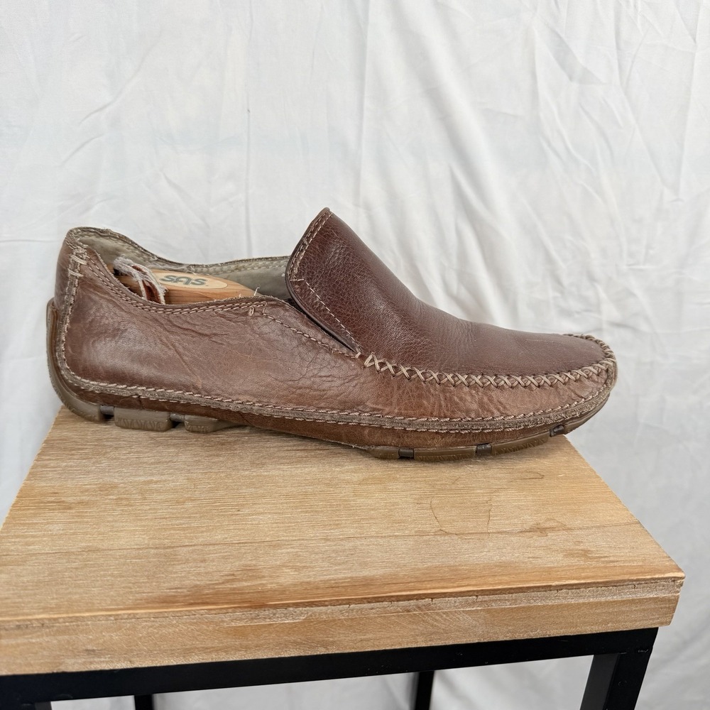 GBX babalu textured Brown leather loafers brown Men's SZ 9.5Driving Mocs Slip On